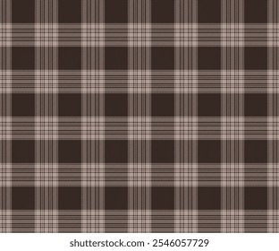 Plaid fabric pattern, brown, cream, seamless cross lines pattern for textiles, and for designing clothes, skirts or decorative fabrics. Vector illustration.