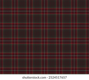 Plaid fabric pattern, brown, green, red, white, prominent in the cross-line pattern, seamless for textiles, and for designing clothes, skirts or decorative fabrics. Vector illustration.