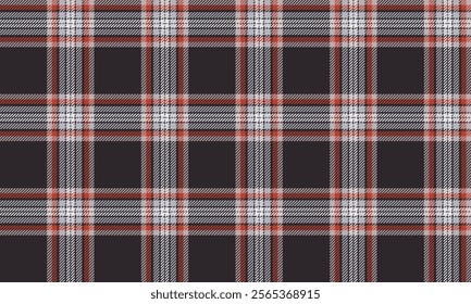 Plaid fabric pattern, brown, orange, white, distinctive lattice cross lines pattern, seamless for textiles, and for designing clothes, skirts or decorative fabrics. Vector illustration.