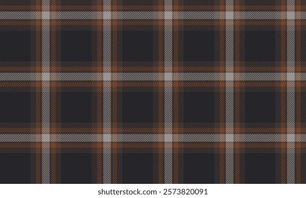 Plaid fabric pattern, brown, orange, gray, cross lines, seamless checkerboard pattern for textile and design of clothes, skirts, blankets, or decorative fabric. Vector illustration.