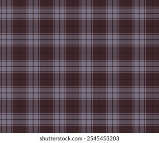 Plaid fabric pattern, brown, purple, black, seamless for textiles, and for designing fashionable clothes, skirts, pants or decorative fabrics. Vector illustration.