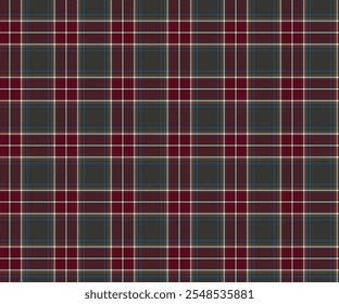 Plaid fabric pattern, brown, red, white, yellow, modern cross lines pattern, seamless for textile, and for designing clothes, skirts or decorative fabric. Vector illustration.