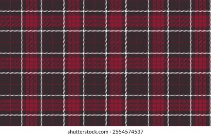 Plaid fabric pattern, brown, red, white, seamless for textiles, and for designing everyday clothes, skirts, or decorative fabrics. Vector illustration.