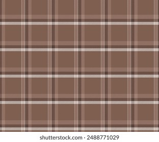 Patrón de tela a cuadros, marrón, blanco, sin costuras para textiles y diseño de ropa, faldas, pantalones, mantas o tela decorativa. Ilustración vectorial.