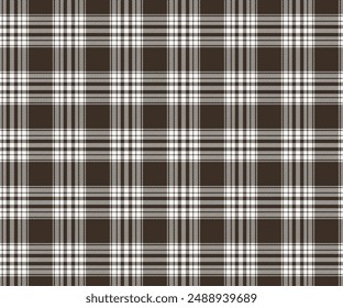 Plaid fabric pattern, brown, white, seamless for textiles and design clothing, skirts, pants, blankets or apron fabric, decorative fabric.Vector illustration.