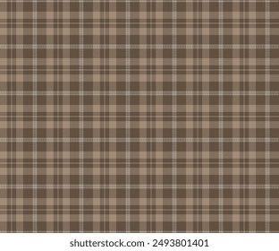 Plaid fabric pattern, brown, white, seamless for textiles and design clothing, skirts, pants, aprons, tablecloths, blankets or decorative fabrics. Vector illustration.
