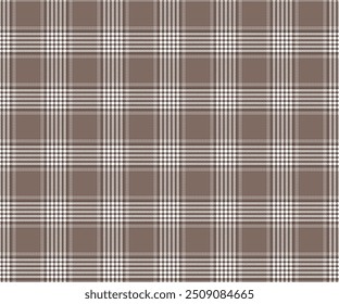 Plaid fabric pattern, brown, white, seamless for textile and design clothes skirt pants apron tablecloth blanket or decoration. Vector illustration.