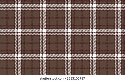 Patrón de tela a cuadros, marrón, blanco, rojo, sin costuras para la ropa textil y de diseño falda pantalones delantal manta o decoración. Ilustración vectorial.