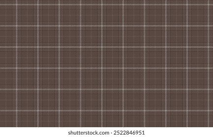 Plaid fabric pattern, brown, white, outstanding, elegant, neat, seamless for textiles, and for designing clothes, skirts, pants or decorative fabrics. Vector illustration.