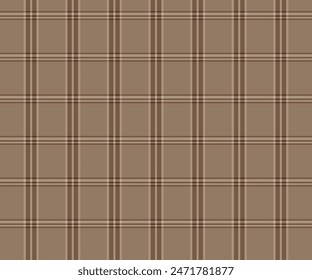 Plaid fabric pattern, brown, yellow, seamless for textiles, and for designing clothing, skirts, pants or decorative fabric. Vector illustration.