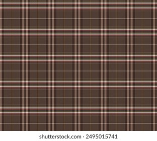 Plaid fabric pattern, brown, yellow, red, white, seamless for textiles and design clothing, skirts, pants, aprons, tablecloths, blankets or decorative fabrics. Vector illustration.