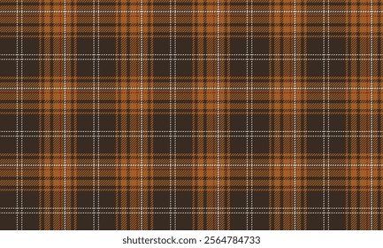 Plaid fabric pattern, brown, yellow, white, distinctive, seamless for textiles, and for designing clothes, skirts, pants or decorative fabrics. Vector illustration.