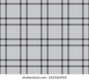 Plaid fabric pattern, gray, black. Seamless background for textiles, design of clothes, skirts, pants or decorative fabric. Vector illustration.