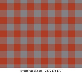 Plaid fabric pattern, gray, orange, seamless for textiles, and for designing clothes, skirts, tablecloths, blankets, or decorative fabrics. Vector illustration.