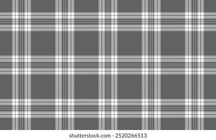 Plaid fabric pattern, gray, white, seamless for textile and design clothes skirt pants apron tablecloth blanket or decoration. Vector illustration, easy to edit file.