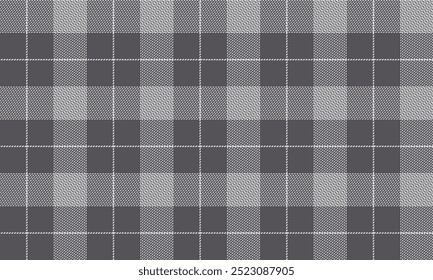Patrón de tela a cuadros, gris, blanco, sin costuras para textiles, y para el diseño de ropa, faldas, pantalones o telas decorativas. Ilustración vectorial.