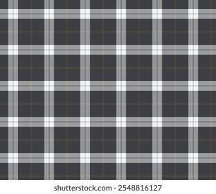 Padrão de tecido xadrez, cinza, branco, amarelo, moda sem costura padrão de linhas cruzadas para têxteis, e para projetar roupas, saias, calças ou tecidos decorativos. Ilustração vetorial.