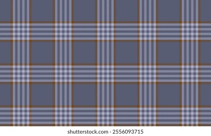 Plaid fabric pattern, gray, white, brown, distinctive cross lines, seamless for textiles, and for designing clothes, skirts or decorative fabrics. Vector illustration.