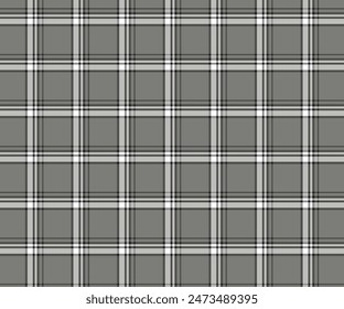 Patrón de tela a cuadros, gris, negro, blanco, sin costuras para textiles, y para el diseño de ropa, faldas, pantalones o tela decorativa. Ilustración vectorial.