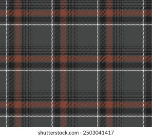 Plaid fabric pattern, grey, black, brown, white, seamless for textiles and design clothing, skirts, pants, aprons, tablecloths, blankets or decorative fabrics. Vector illustration.