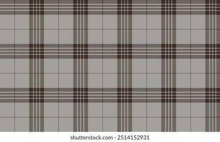 Plaid fabric pattern, grey, brown, seamless for textile and design clothes skirt pants apron tablecloth blanket or decoration. Vector illustration.