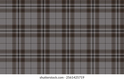 Plaid fabric pattern, grey, brown, seamless lattice pattern for textiles, and for designing clothes, skirts or decorative fabrics. Vector illustration.