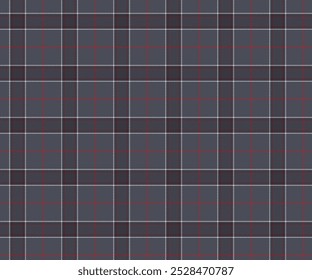 Plaid fabric pattern, grey, red, white, seamless cross lines pattern for textiles, and for designing clothes, skirts or decorative fabrics. Vector illustration.