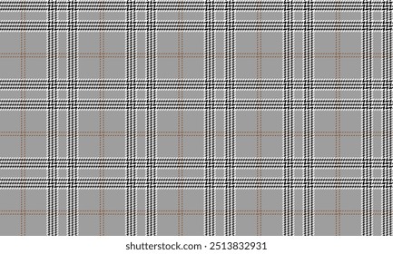 Padrão de tecido xadrez, cinza, branco, preto, marrom, sem costura para roupas têxteis e design calças de saia avental cobertor de toalha de mesa ou decoração. Ilustração vetorial.
