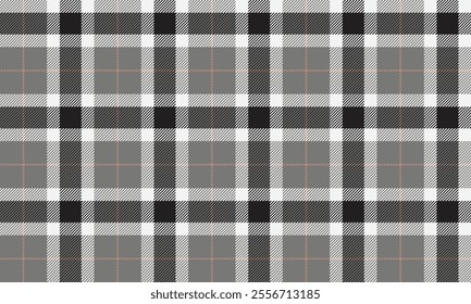 Plaid fabric pattern, grey, white, black, fashionable seamless for textiles, and for designing clothes, skirts, pants or decorative fabrics. Vector illustration.