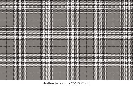 Plaid fabric pattern, grey, white, black, seamless for textile and design clothes skirt pants apron tablecloth blanket or decoration. Vector illustration.