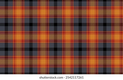 Motif de tissu plaid, gris, jaune, rouge, noir, motif de lignes croisées distinctives harmonieuses modernes pour les textiles, et pour la conception de vêtements, jupes ou tissus décoratifs. Illustration vectorielle.