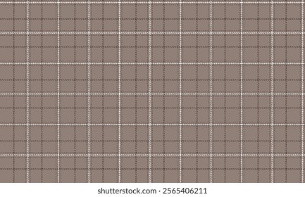 Plaid fabric pattern, khaki, white, brown, modern plaid cross lines seamless for textiles, and for designing clothes, skirts or decorative fabrics. Vector illustration.