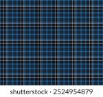 Plaid fabric pattern, navy blue, blue, white, seamless for textiles, and for designing clothes, skirts, pants or decorative fabrics. Vector illustration.