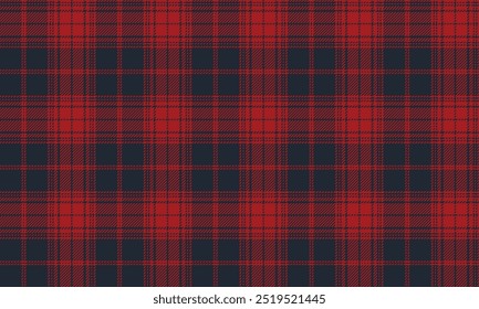 Plaid fabric pattern, navy blue, red, seamless for textile and design clothes skirt pants apron tablecloth blanket or decoration fabric. Vector illustration.