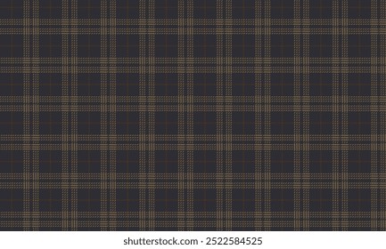 Plaid fabric pattern, navy blue, yellow, brown, elegant, seamless, for textiles, and for designing clothes, skirts, pants or decorative fabrics. Vector illustration.