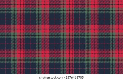 Plaid fabric pattern, navy, pink, green, black, seamless for textile, and for designing clothes, skirts, pants, or decorative fabric. Vector illustration.