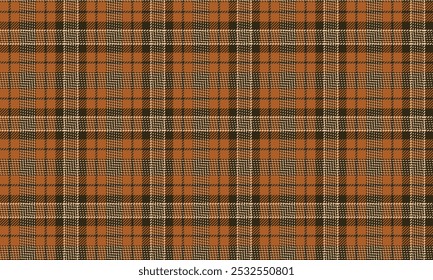 Patrón de tela a cuadros, naranja, marrón, crema, otoño moderno sin fisuras audaz para la materia textil, y para el diseño de ropa, faldas, pantalones o tela decorativa. Ilustración vectorial.