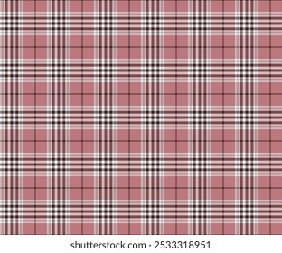 Plaid fabric pattern, pink, brown, white, seamless for textile and design clothes skirt pants apron tablecloth blanket or decoration. Vector illustration.