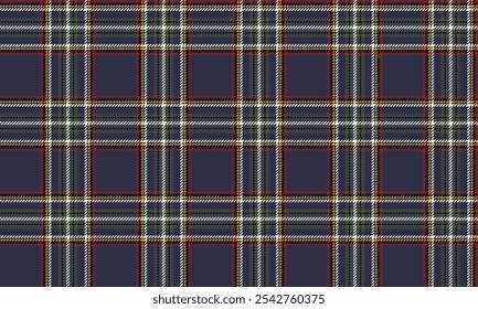 Plaid fabric pattern, purple, green, white, yellow, black, seamless for textiles, and for designing clothes, skirts or decorative fabrics. Vector illustration.