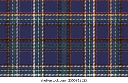 Plaid fabric pattern, purple, green, white, yellow, simple and modern, seamless for textiles, and for designing clothes, skirts, pants or decorative fabrics. Vector illustration.