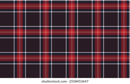 Plaid fabric pattern, purple, navy, red, white, modern distinctive seamless for textile and design clothes skirt pants apron tablecloth blanket or decoration. Vector illustration.