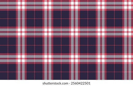 Plaid fabric pattern, purple, pink, white, seamless cross line pattern for textile, and for designing clothes, skirts or decorative fabric. Vector illustration.