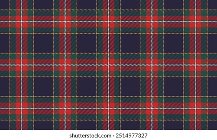 Plaid fabric pattern, purple, red, green, yellow, seamless for textile and design clothes skirt pants apron tablecloth blanket or decoration. Vector illustration.