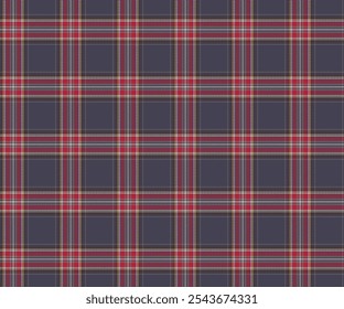 Plaid fabric pattern, purple, red, white, yellow, brown, seamless modern luxury cross lines for textiles, and for designing clothes, skirts, pants or decorative fabrics. Vector illustration.