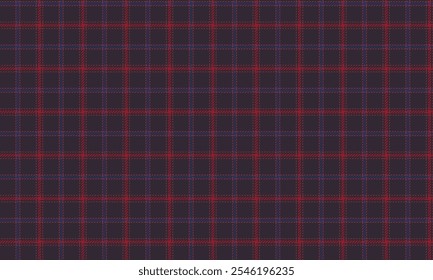 Plaid fabric pattern, purple, red, blue, seamless elegant cross lines for textiles, and for designing clothes, skirts or decorative fabrics. Vector illustration.