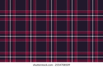 Plaid fabric pattern, purple, red, white, modern luxury cross lines pattern, seamless for textile, and for designing clothes, skirts or decorative fabrics. Vector illustration.