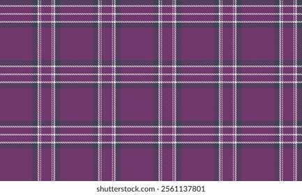 Plaid fabric pattern, purple, white, gray, modern cross lines seamless for textiles, and for designing clothes, skirts or decorative fabrics. Vector illustration.