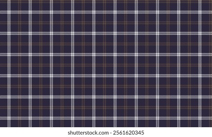 Plaid fabric pattern, purple, white, brown, modern elegant cross lines seamless for textiles, and for designing clothes, skirts or decorative fabrics. Vector illustration.