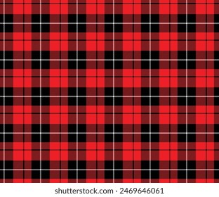 Plaid fabric pattern, red, black, white, seamless for textiles, design clothing, skirts, pants or decorative fabric. Vector illustration.