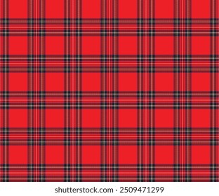 Patrón de tela a cuadros, rojo, negro, blanco, amarillo, sin costuras para textiles y ropa de diseño falda pantalones delantal manta o decoración. Ilustración vectorial.